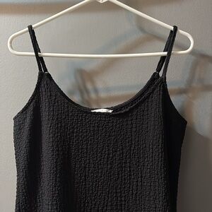 Textured Black Midi Casual H&M Dress